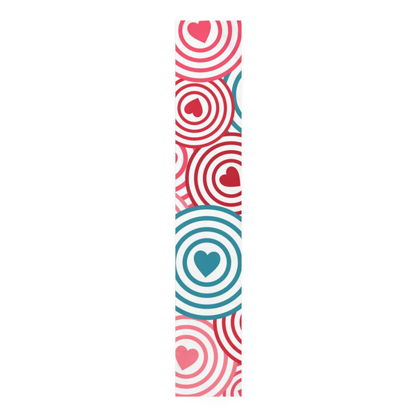 Hearts in Circles Pink, Red and Blue MCM Valentine Table Runner | lovevisionkarma.com