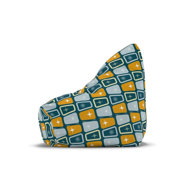 Retro Atomic Starburst MCM Blue & Mustard Bean Bag Chair COVER | lovevisionkarma.com
