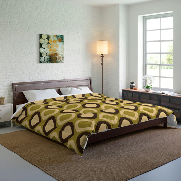 Retro Mod Squares MCM Green Comforter | lovevisionkarma.com