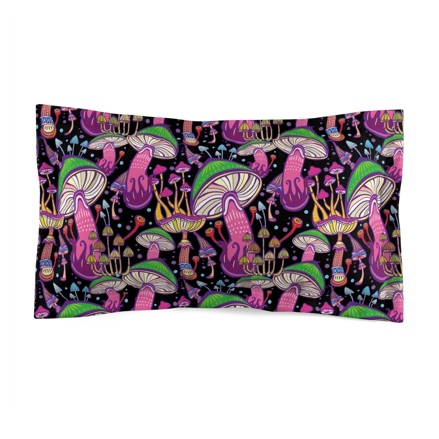 Trippy Mushrooms Space Hippie Multicolor Pillow Sham | lovevisionkarma.com