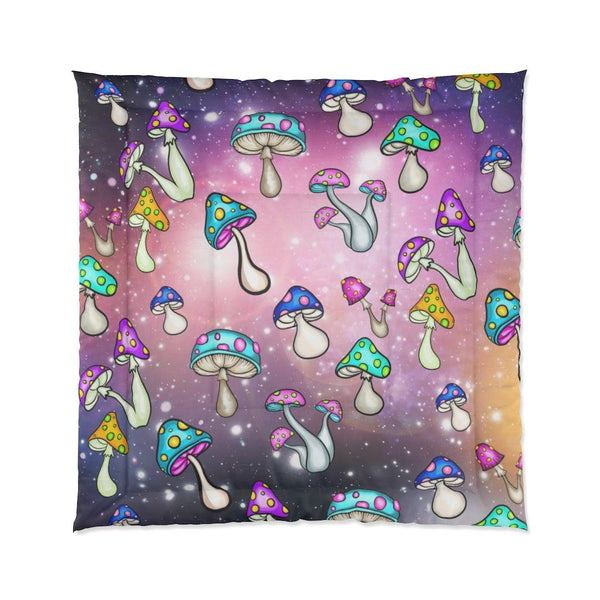 Cosmic Mushroomcore Celestial Galaxy Multicolor Comforter | lovevisionkarma.com