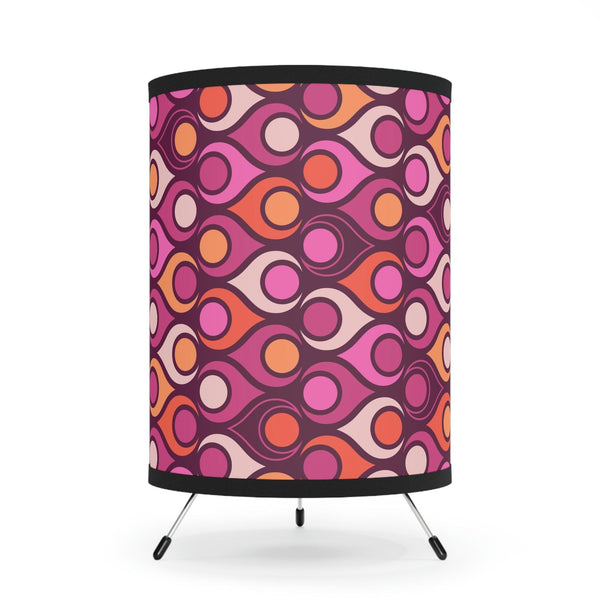 Groovy Mid Century Mod Purple, Magenta & Orange Hippie Tripod Table Lamp | lovevisionkarma.com