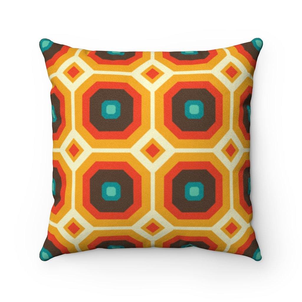 Retro 60s Geometric Mid Century Mod Brown & Orange Pillow | lovevisionkarma.com