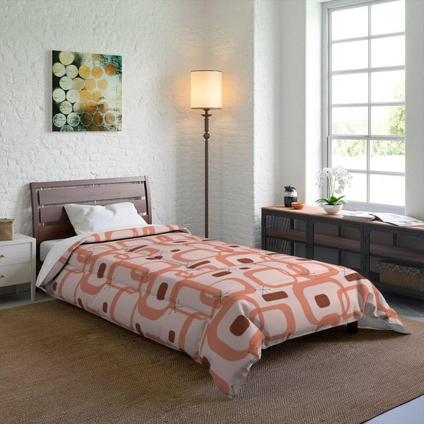 Mid Century Atomic Pink Starbursts and Loops Comforter | lovevisionkarma.com