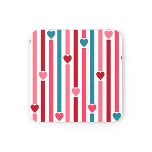 Hearts & Stripes Red, Pink & Blue MCM Valentine Coaster Set | lovevisionkarma.com
