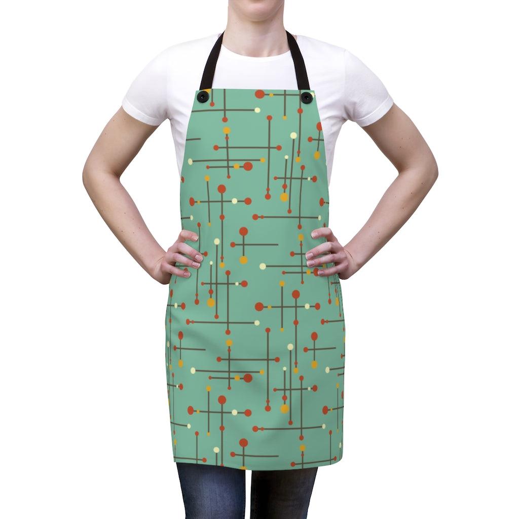 Mid Century Modern Lines Teal Apron | lovevisionkarma.com