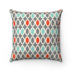 Retro Mid Century Ovals Grey, Blue & Orange Accent Pillow | lovevisionkarma.com