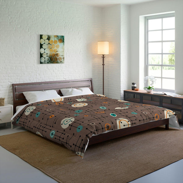 Retro 50s Eames Inspired Mid Century Mod Brown Comforter | lovevisionkarma.com