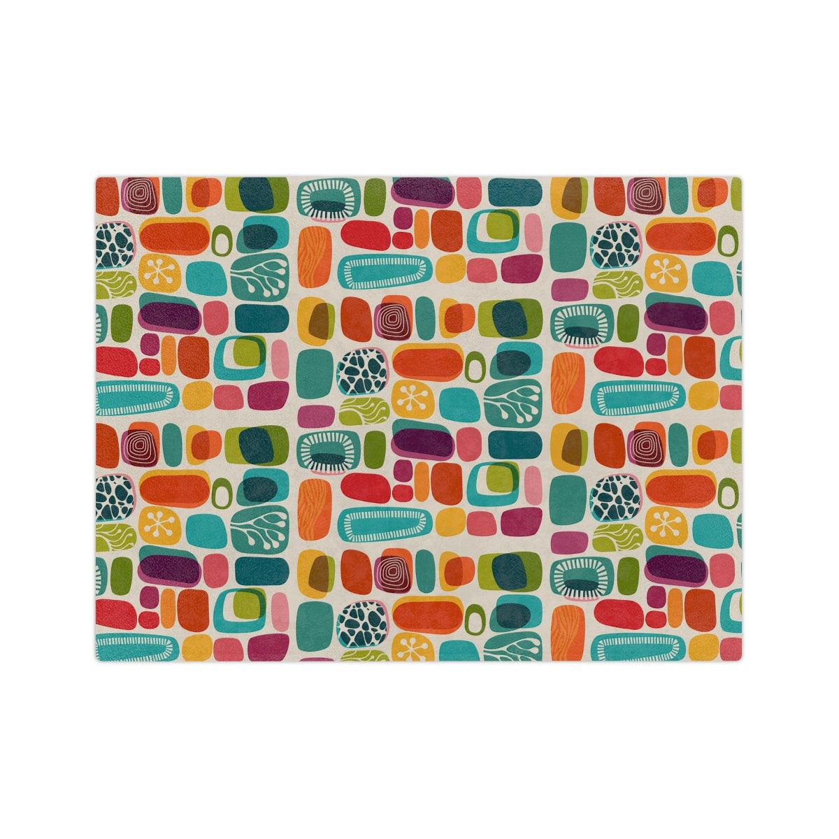 Retro 50s 60s Mid Century Abstract Vibrant Velveteen Minky Blanket | lovevisionkarma.com