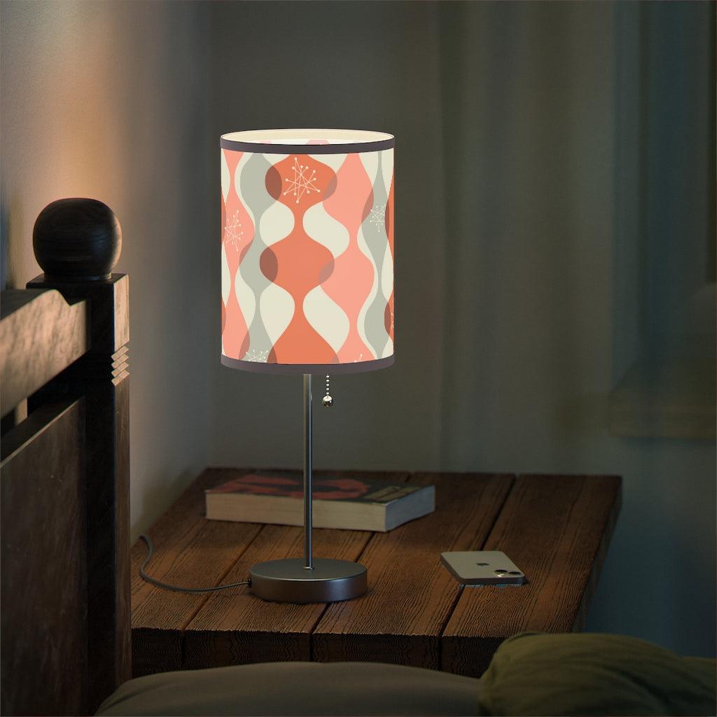 Mid Century Modern Pink Burst and Waves Tabletop Lamp | lovevisionkarma.com