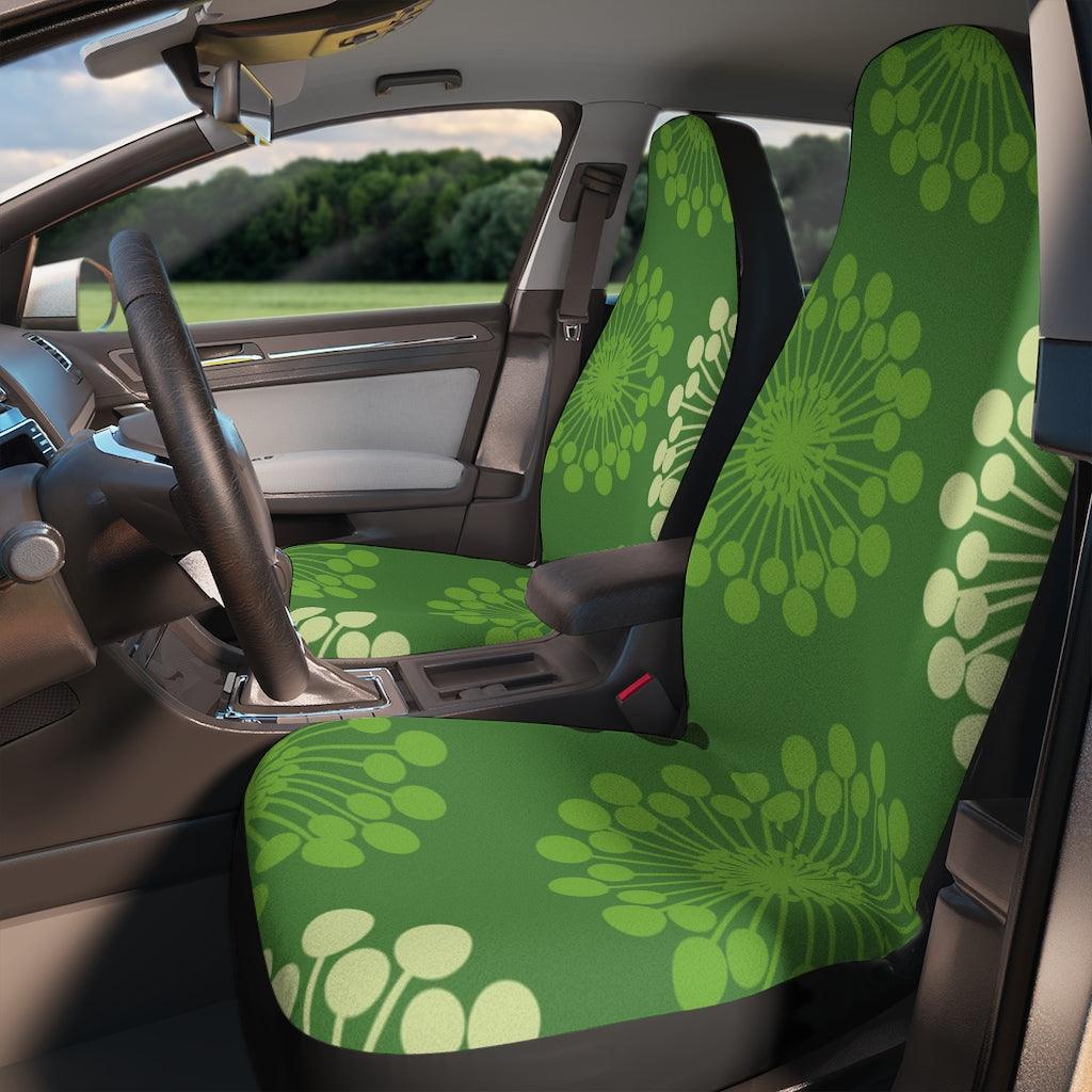 Retro MCM Starburst Sputnik Inspired Green Car Seat Covers | lovevisionkarma.com
