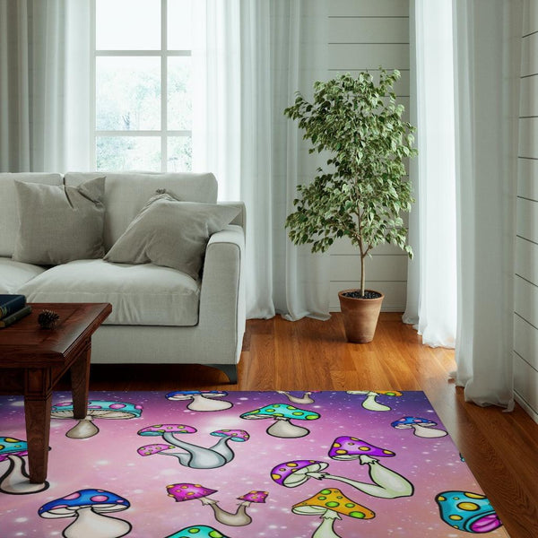 Cosmic Mushroomcore Galaxy, Multicolor Anti-Slip Rug | lovevisionkarma.com