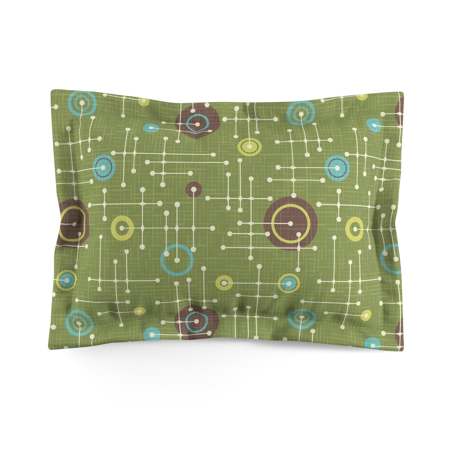 Retro 50s Eames Inspired Lines Mid Century Mod Green Pillow Sham | lovevisionkarma.com