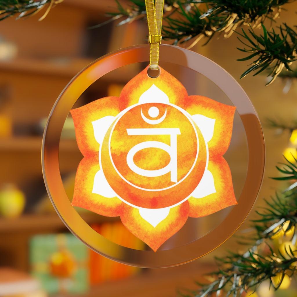 Svadhisthana, Sacral or Second Chakra Glass Ornament, Yoga Christmas Ornament | lovevisionkarma.com