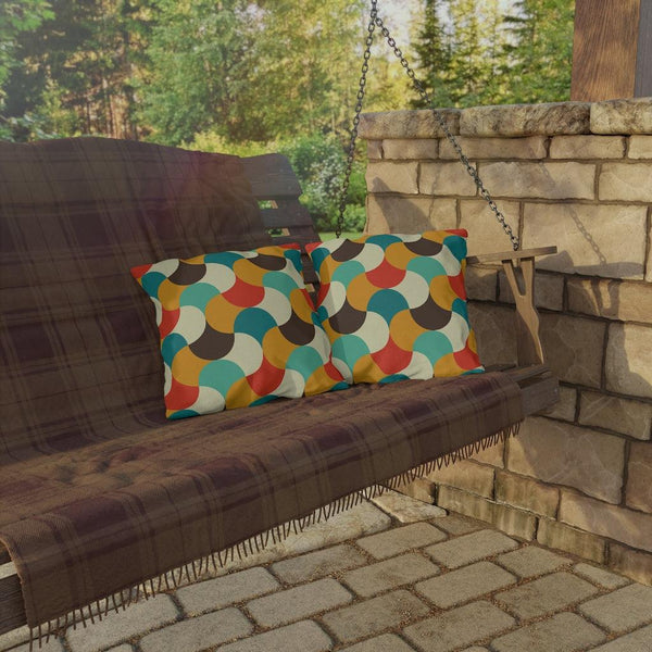 Mid Century Modern Abstract Weave Colorful Outdoor Pillow | lovevisionkarma.com