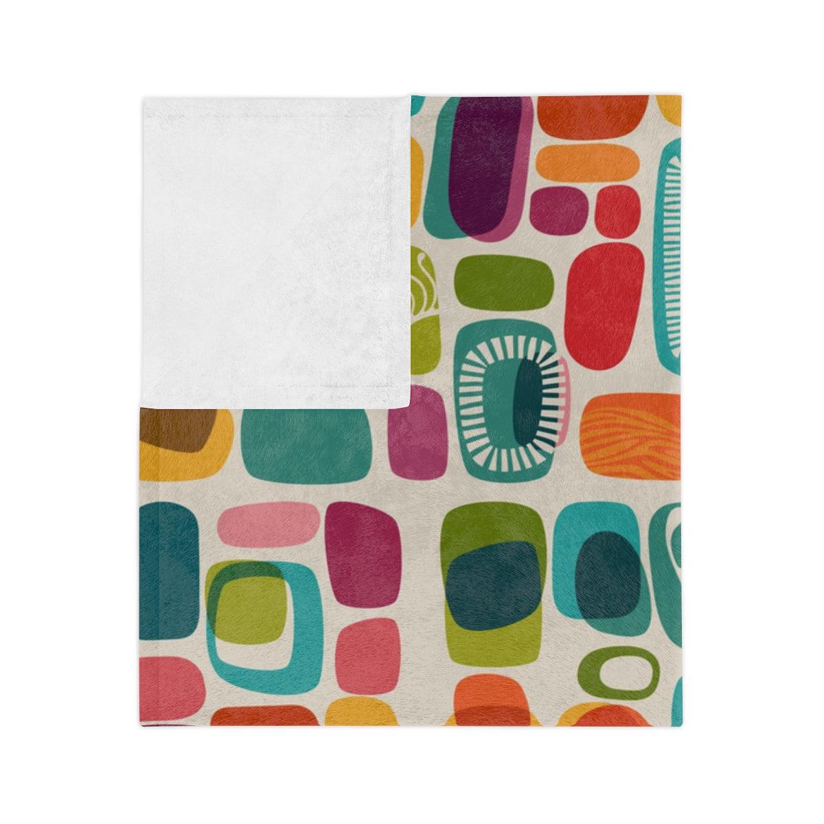 Retro 50s 60s Mid Century Abstract Vibrant Velveteen Minky Blanket | lovevisionkarma.com