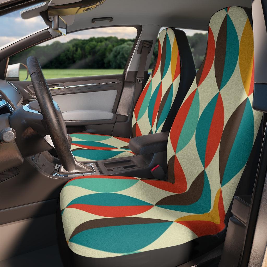 Retro Mid Century Mod Ovals Multicolor Car Seat Covers | lovevisionkarma.com