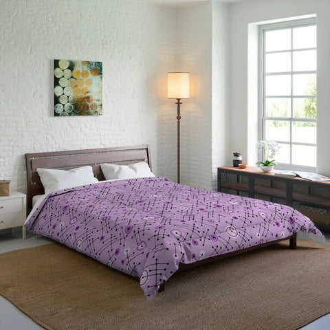 Retro 50s Eames Inspired Lines MCM Purple Comforter