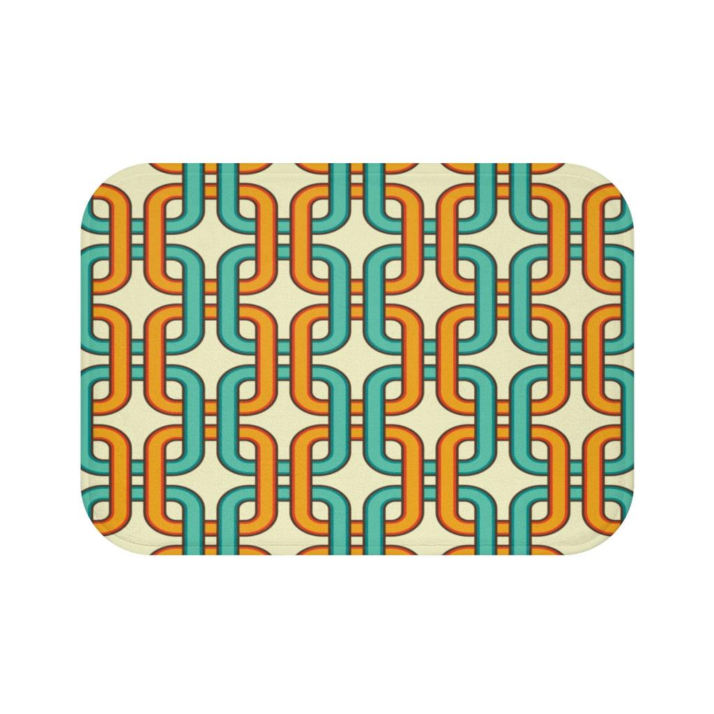 Retro 60's Links Mid Century Blue & Orange Bath Mat | lovevisionkarma.com