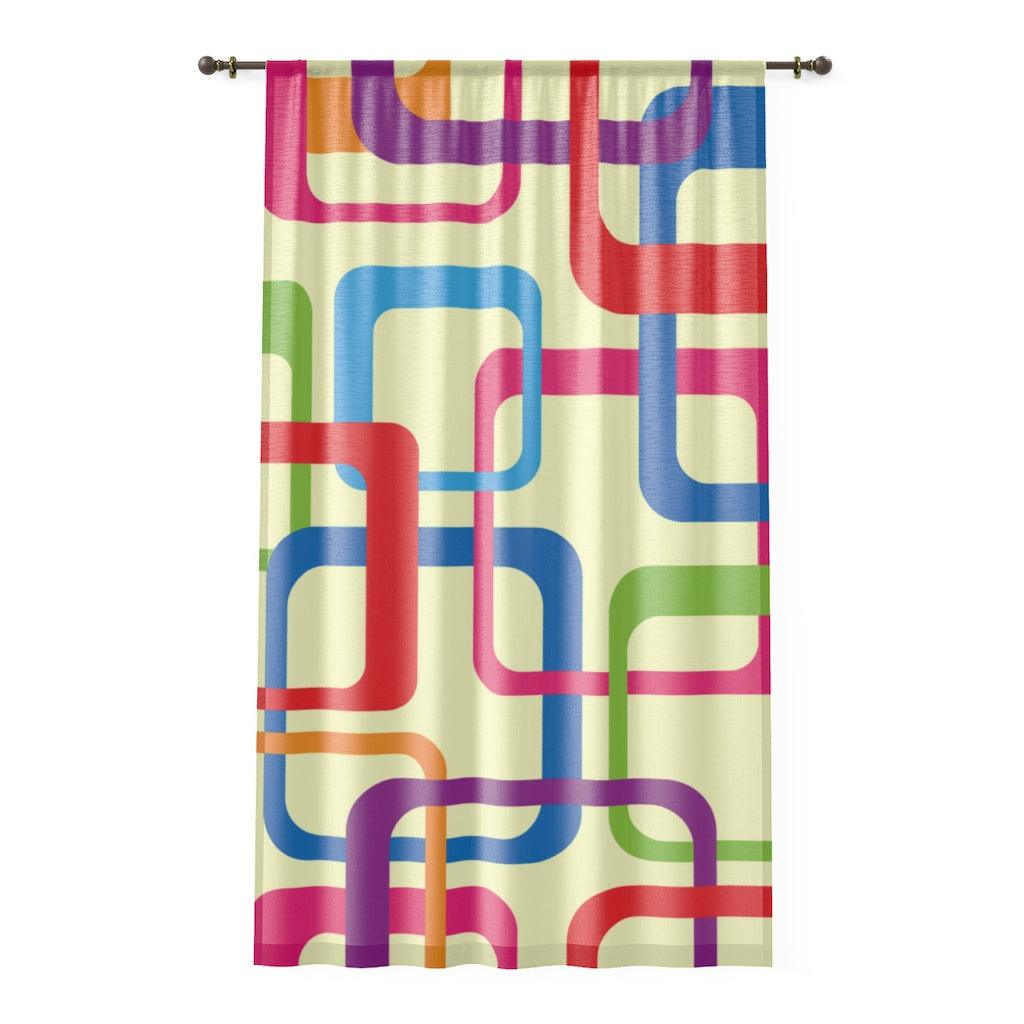 Retro Mod Squares MCM Multicolor Window Curtain | lovevisionkarma.com