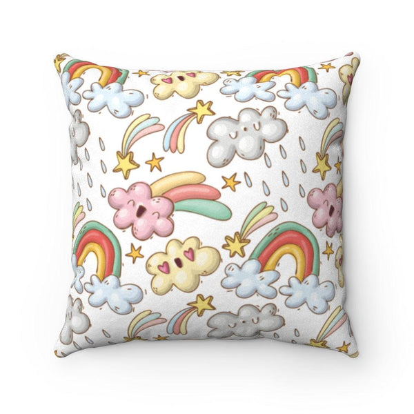 Rainbows and Clouds Whimsical Pillow | lovevisionkarma.com
