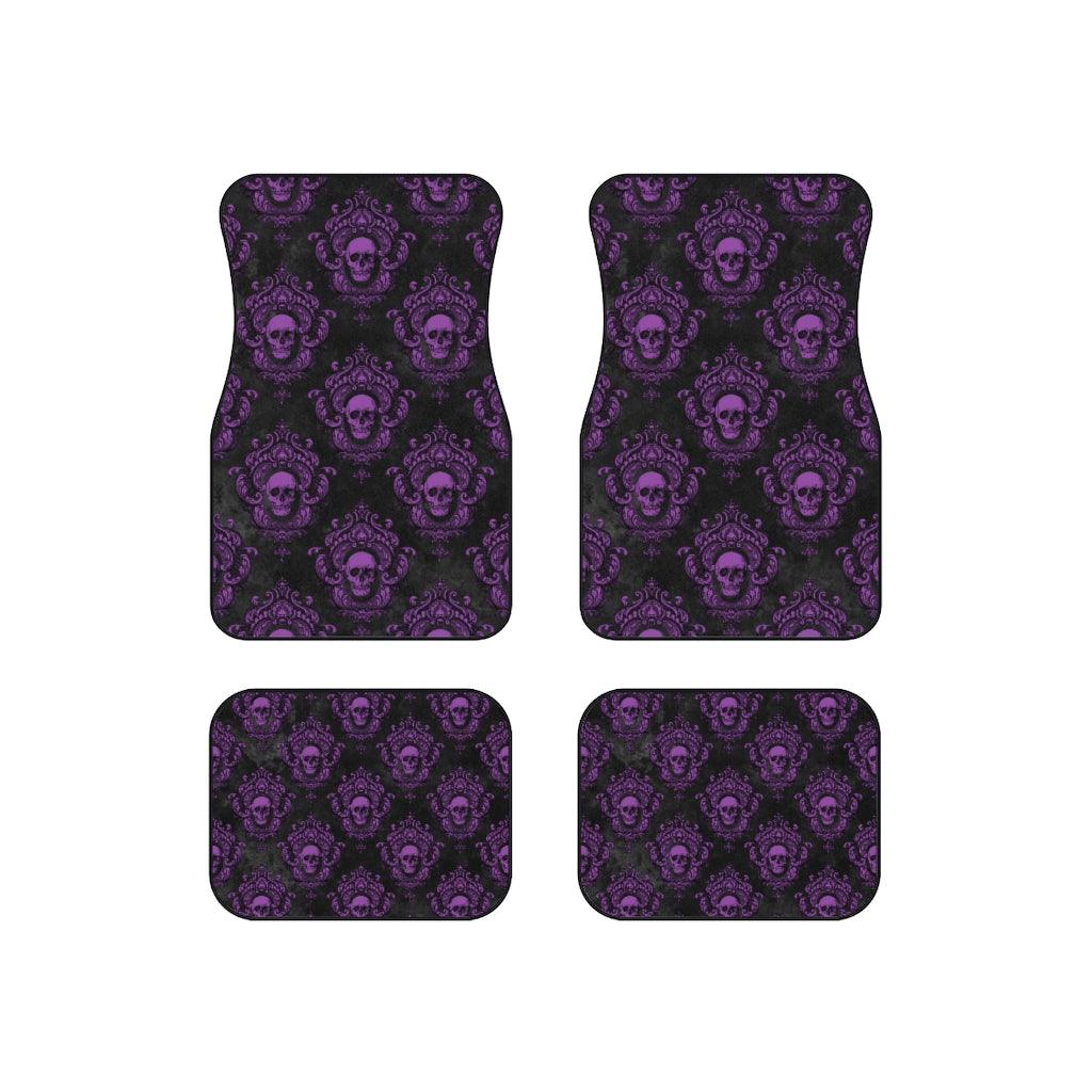 Glam Goth Skulls Purple & Black Car Mats (Set of 4) | lovevisionkarma.com