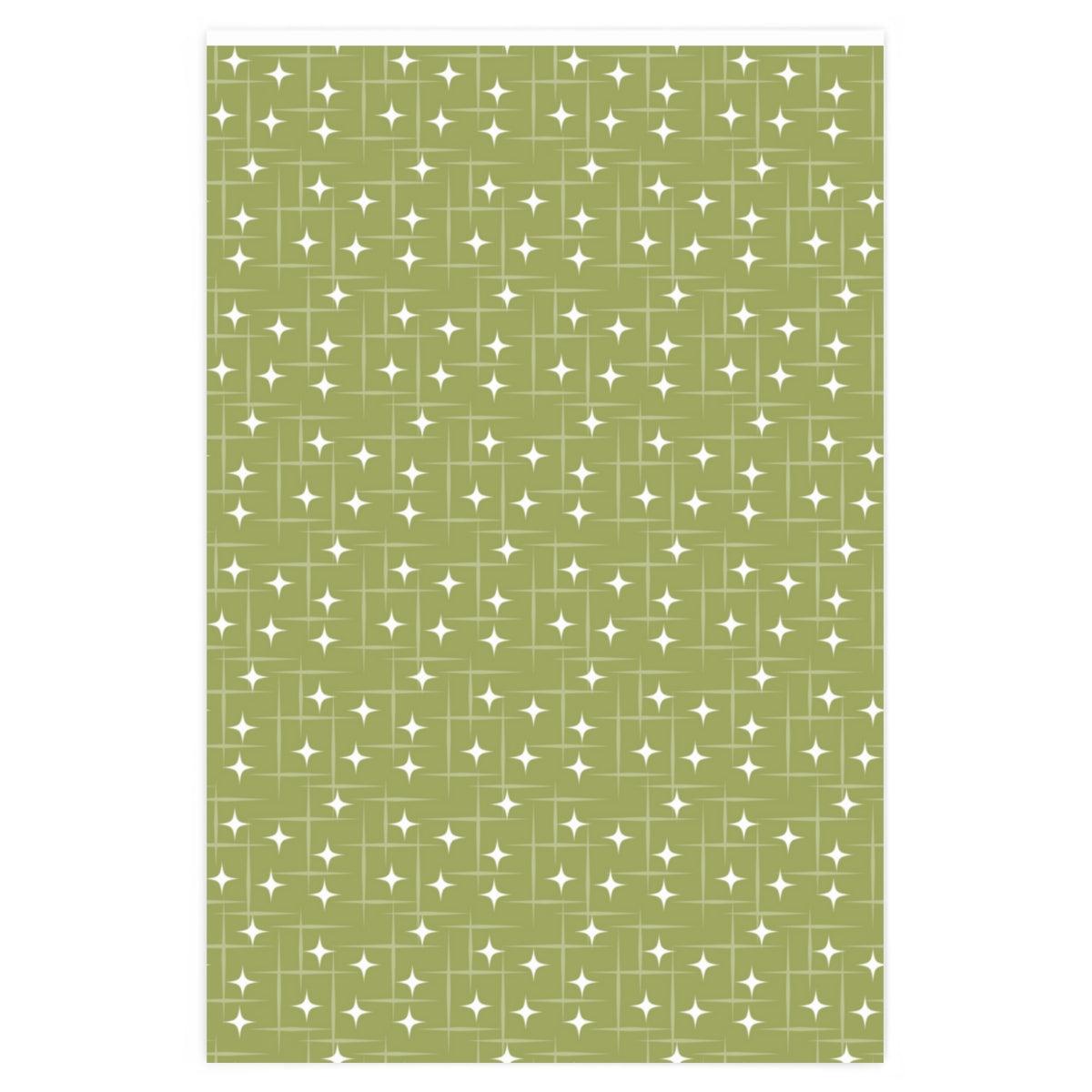 MCM Green Atomic Burst Gift Wrapping Paper | lovevisionkarma.com