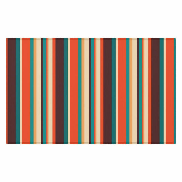 Retro 60s 70s Stripes Multicolor MCM Anti-Slip Rug | lovevisionkarma.com