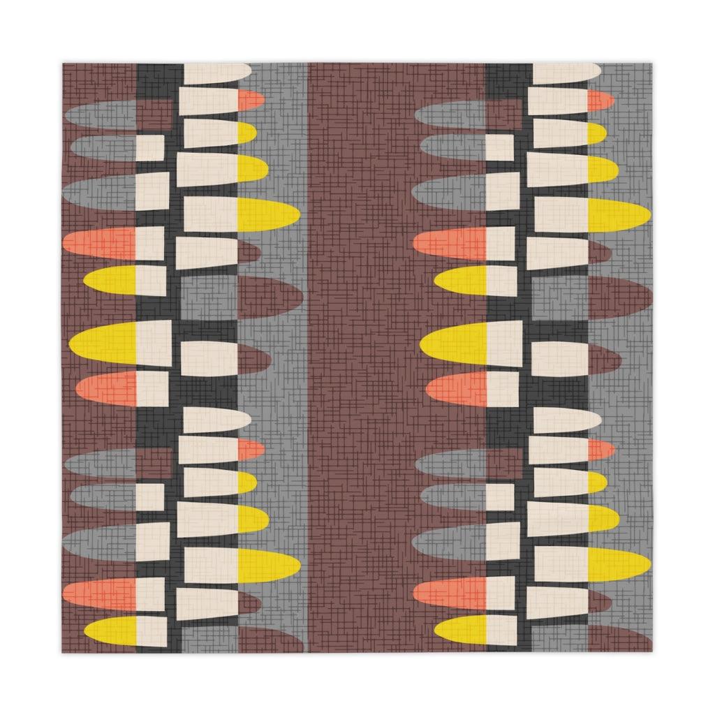 Retro MCM Abstract Brown, Gray, Yellow and Orange Tablecloth | lovevisionkarma.com
