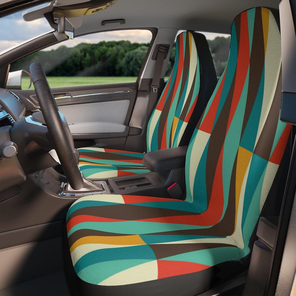 Retro Mid Century Modern Multicolor Diamond Car Seat Covers | lovevisionkarma.com