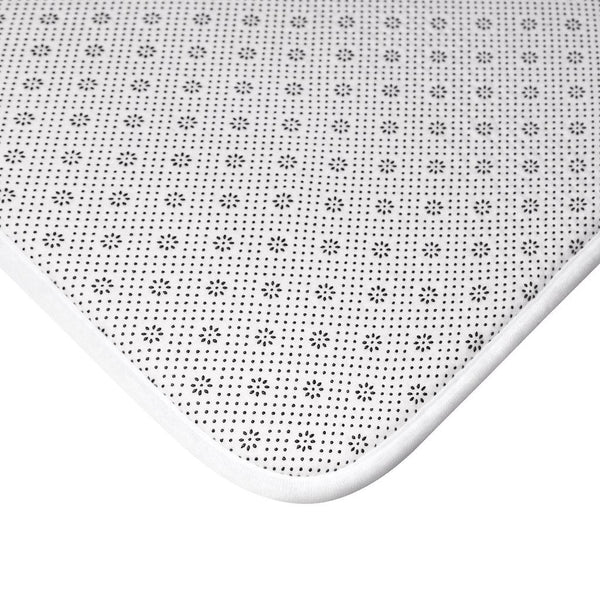 Retro 1950's Mid Century Leaves on Blue Bath Mat | lovevisionkarma.com