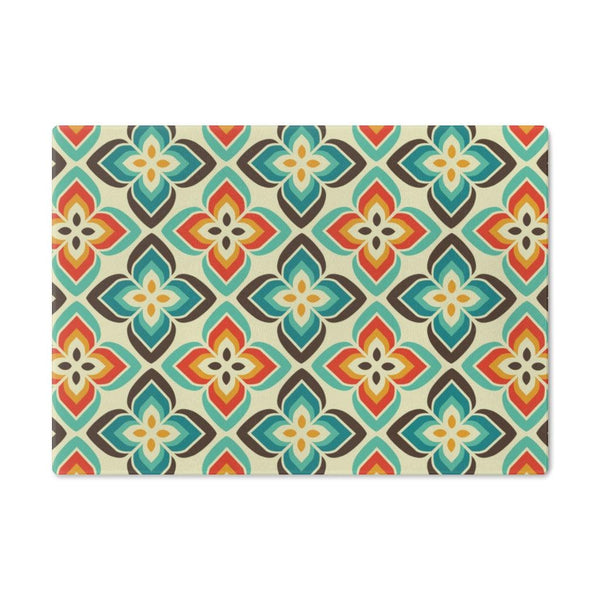 Retro Mid Century Mod Multicolor Floral Glass Cutting Board | lovevisionkarma.com