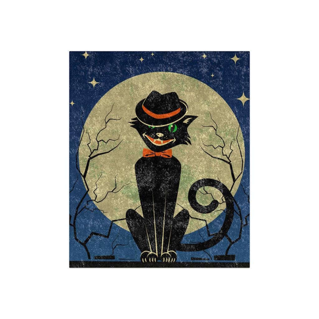 Atomic Cat Vintage Style MCM Halloween Crushed Velvet Blanket | lovevisionkarma.com