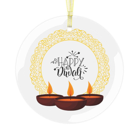 Happy Diwali Home Decor, Diya Design Diwali Glass Ornament | lovevisionkarma.com
