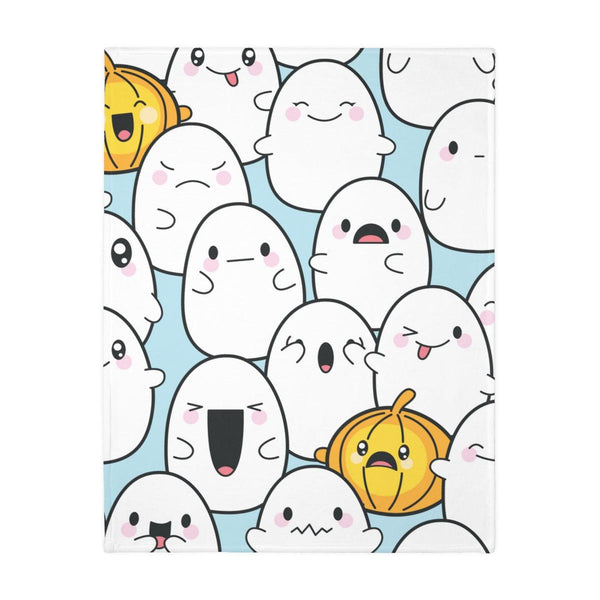 Kawaii Ghosts & Pumpkins Halloween Minky Blanket (Two-sided print) | lovevisionkarma.com