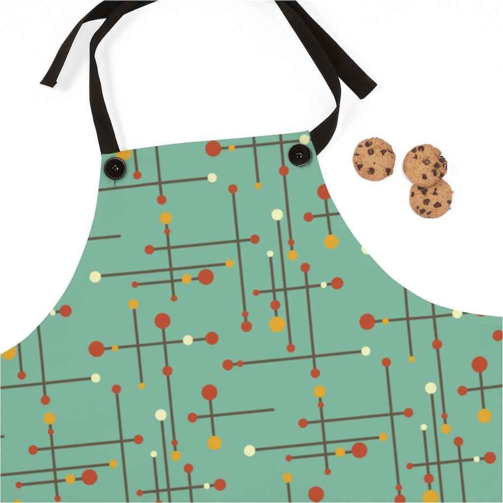 Mid Century Modern Lines Teal Apron | lovevisionkarma.com