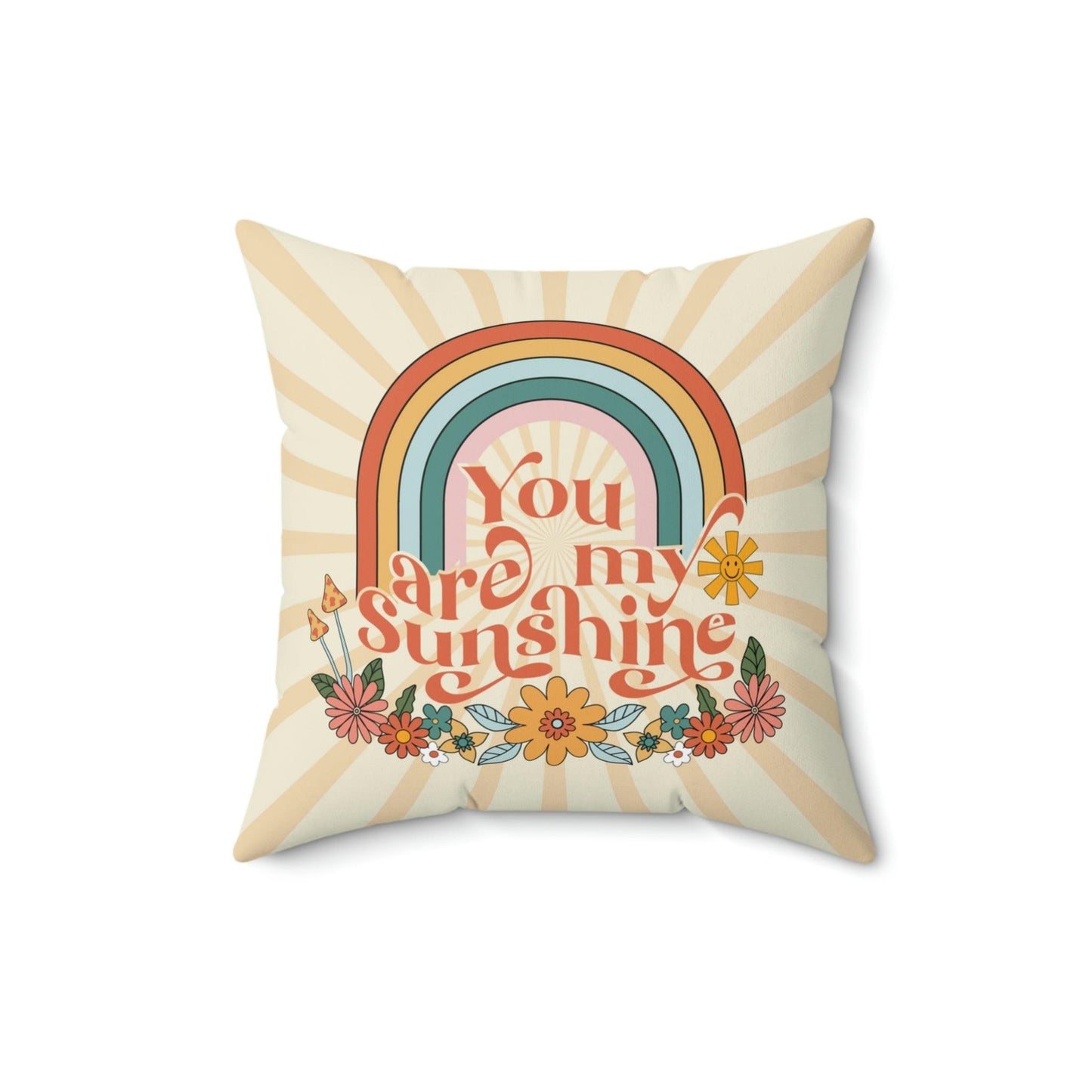 Groovy 60s "You Are My Sunshine" Colorful MCM Throw Pillow | lovevisionkarma.com