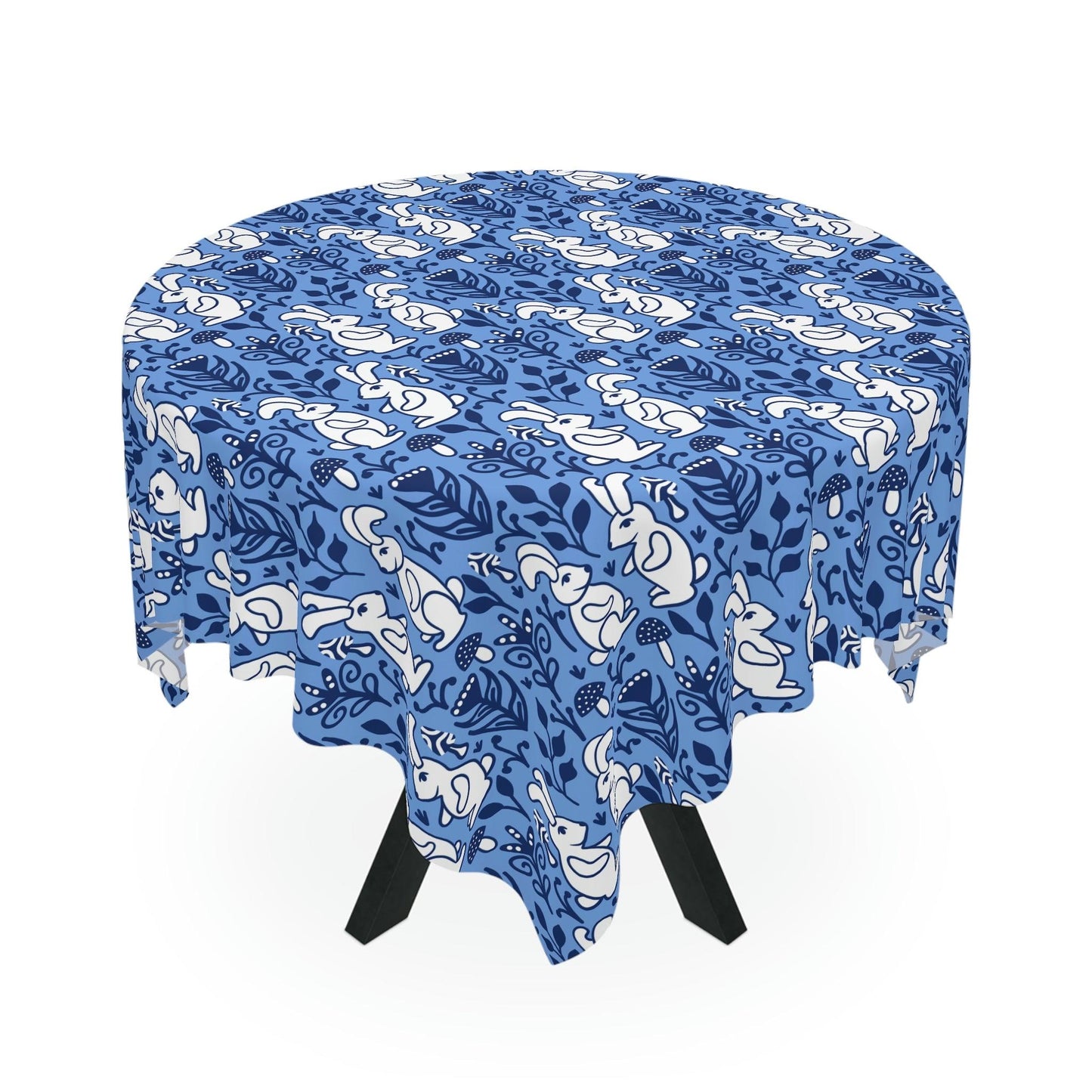 Easter Nordic Inspired Retro Blue and White Tablecloth | lovevisionkarma.com