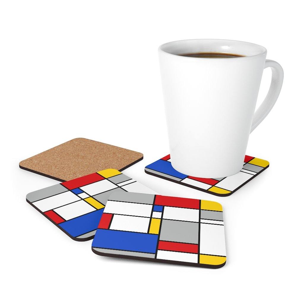 Retro Mondrian Inspired Multicolor Abstract Art Coaster Set | lovevisionkarma.com