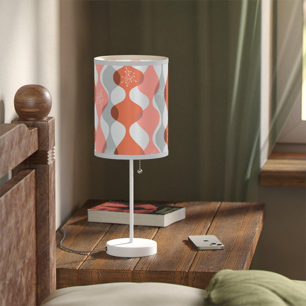 Mid Century Modern Pink Burst and Waves Tabletop Lamp | lovevisionkarma.com