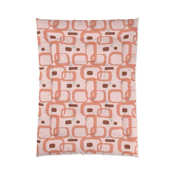 Mid Century Atomic Pink Starbursts and Loops Comforter | lovevisionkarma.com