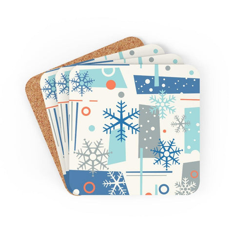 Retro Mid Century Winter Snowflake Christmas Coaster Set | lovevisionkarma.com