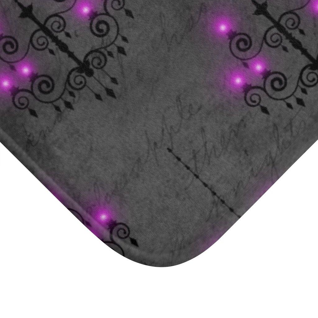 Eerie Chandeliers Purple & Grey Glam Goth Halloween Bath Mat | lovevisionkarma.com