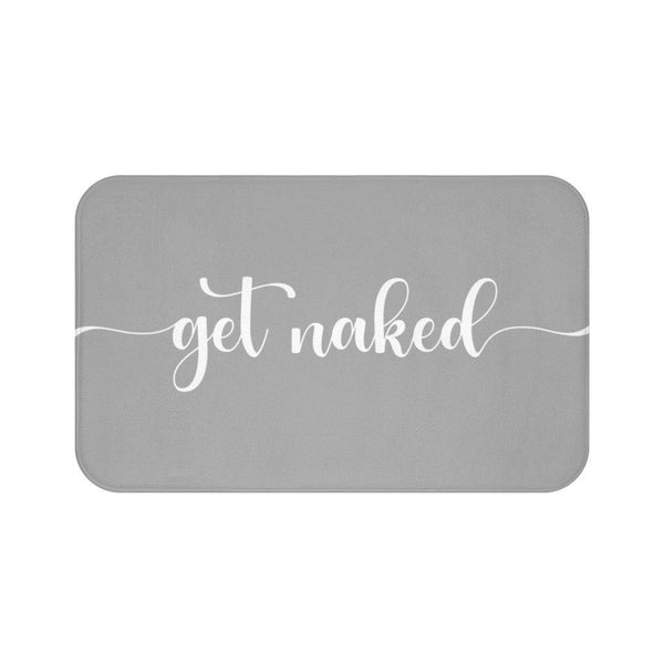 "Get Naked" Dark Grey Funny Modern Minimalist Bath Mat | lovevisionkarma.com