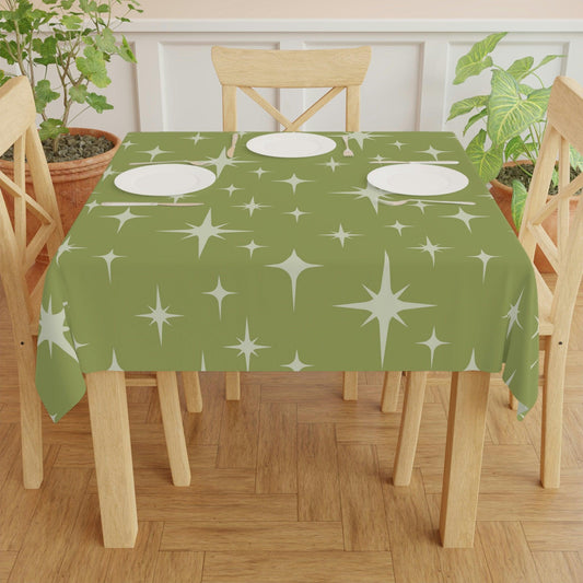 Retro 50s Starburst Mid Century Mod Green Tablecloth | lovevisionkarma.com