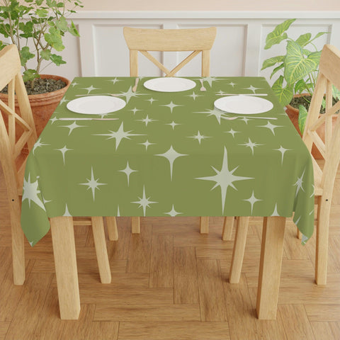 Retro 50s Starburst Mid Century Mod Green Tablecloth | lovevisionkarma.com
