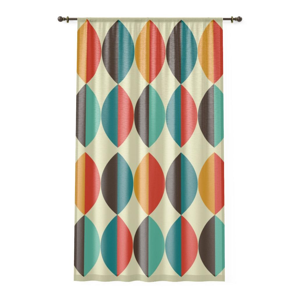 Retro 50's Mid Century Mod Colorful Ovals Sheer Window Curtain | lovevisionkarma.com