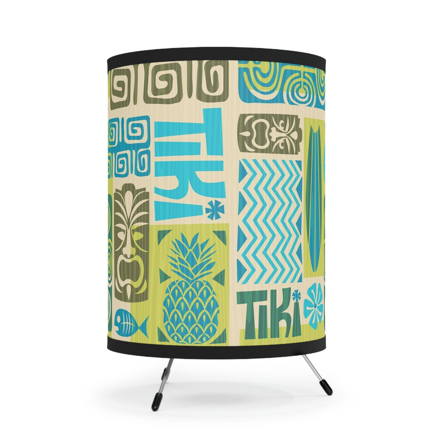 Retro Tiki 60's Mid Century Mod Green and Blue Tabletop Tripod Lamp | lovevisionkarma.com