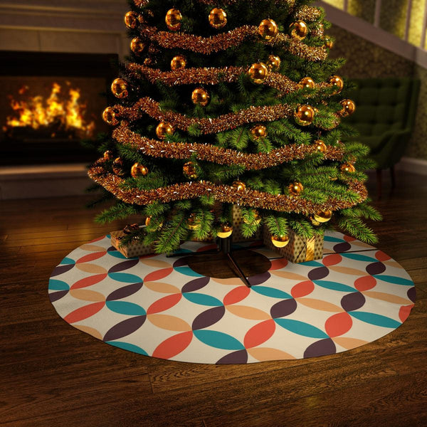 Retro Mid Century Mod Geometric Multicolor Christmas Tree Skirt | lovevisionkarma.com
