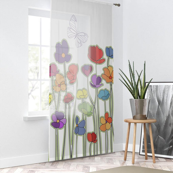 Retro Flowers & Butterfly Colorful Sheer Window Curtain | lovevisionkarma.com